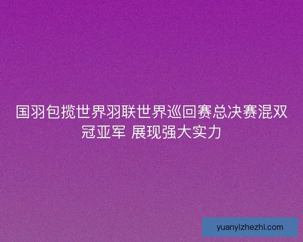 国羽包揽世界羽联世界巡回赛总决赛混双冠亚军 展现强大实力